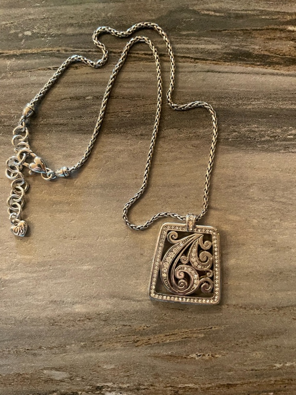 Brighton Sparking Crystal Reversible Filigree Pendant Necklace